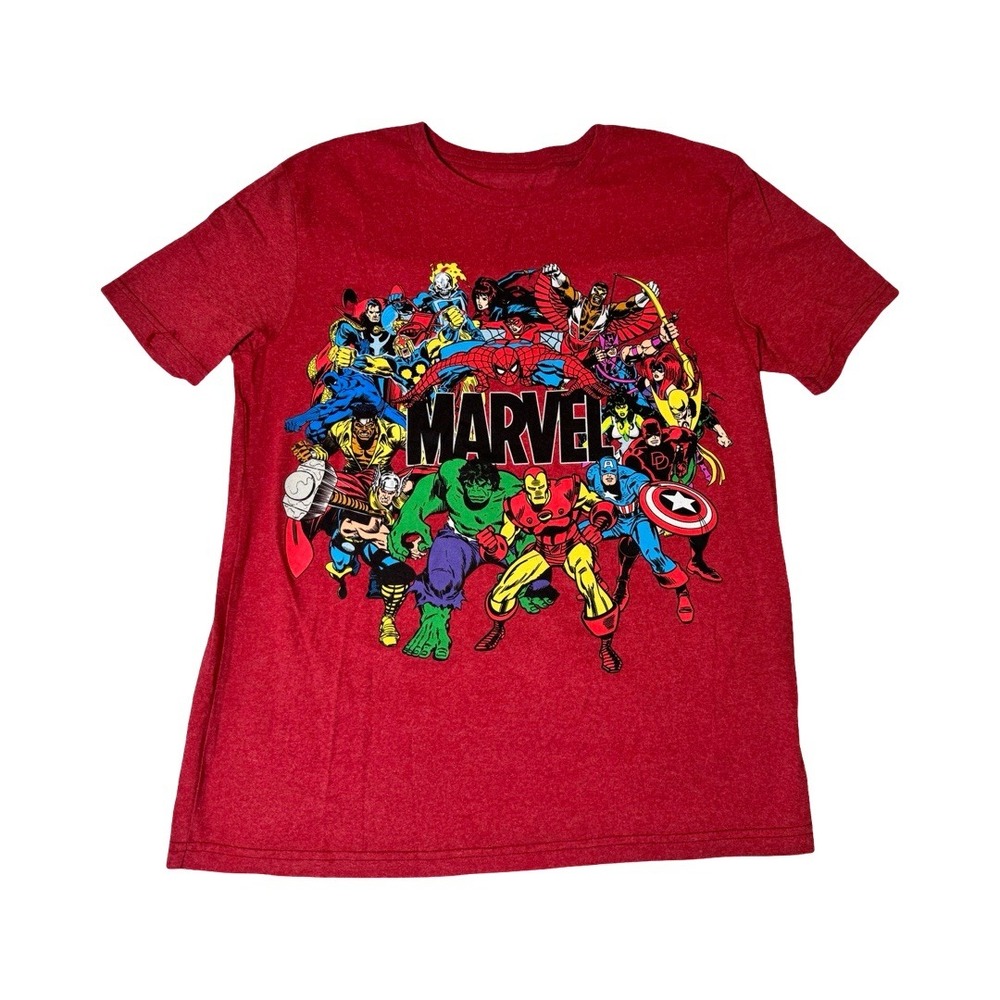 Disney Store Marvel Comics Superheroes‎ Graphic T-Shirt Red Heather Mens Small